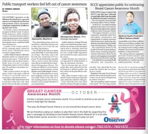 ECCU appreciates public for embracing Breast Cancer Awareness Month